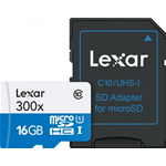 LEXAR MEMORIA MICRO SD 16GB HCC/ADATTA# Micro SDHC 16GB 300x High Speed classe 10