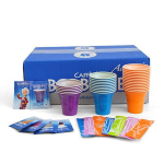 BORBONE KIT BICCHIERI-ZUCCHERO-PALETTINE 100 PZ BICCHIERI+100 PZ PALETTINE+100 PZ BUSTINE ZUCCHERO